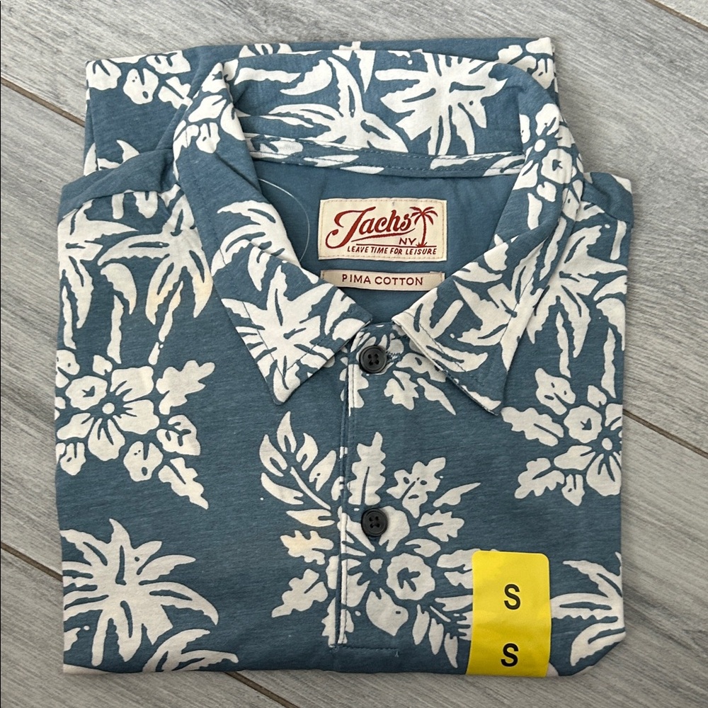 Jachs Blue and White Floral Button Down Shirt